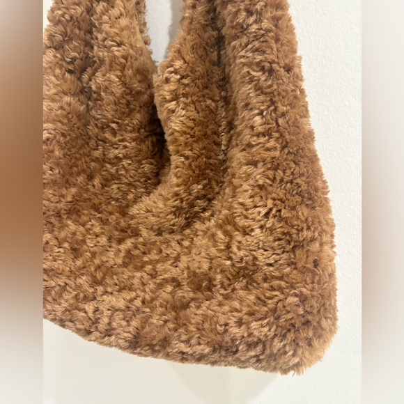 Anthropologie Fuzzy Tan Hobo Bag - Picture 3 of 6